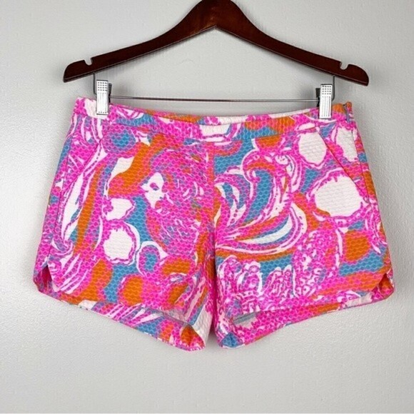 Lilly Pulitzer Pants - Lilly Pulitzer Adie Shorely Blue Feeling Tanked Cotton Pique Shorts Size 4
